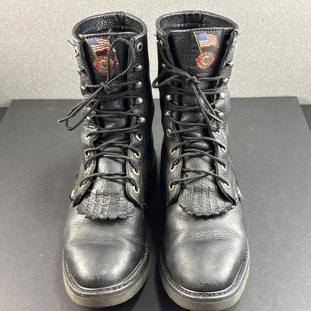 VTG Original Justin Workboots Made In USA  Leather Mens 8EE Vibram Oil Resistant